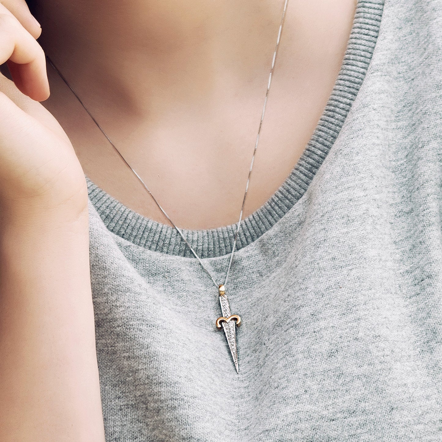 Diamond Dagger Pendant Necklace