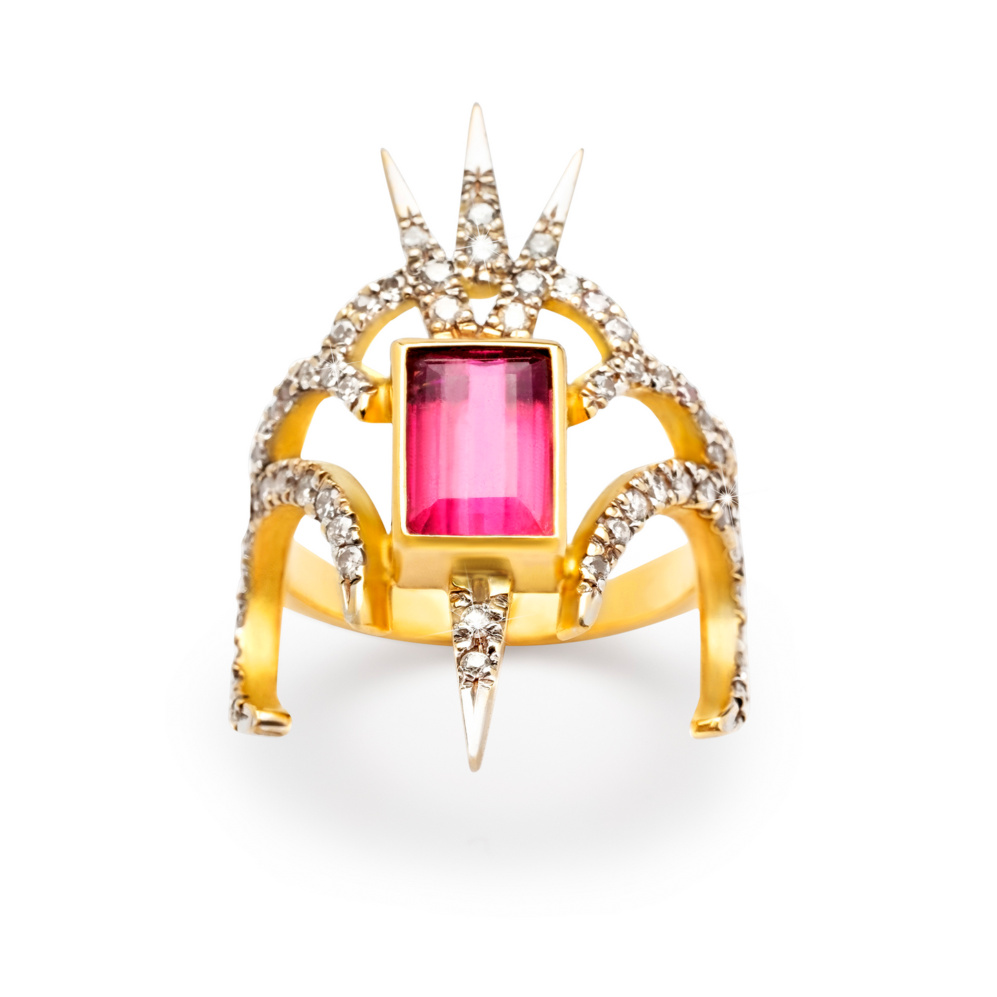 Anel Athena em ouro 18k com turmalina rosa e diamantes | Fabi Jorge