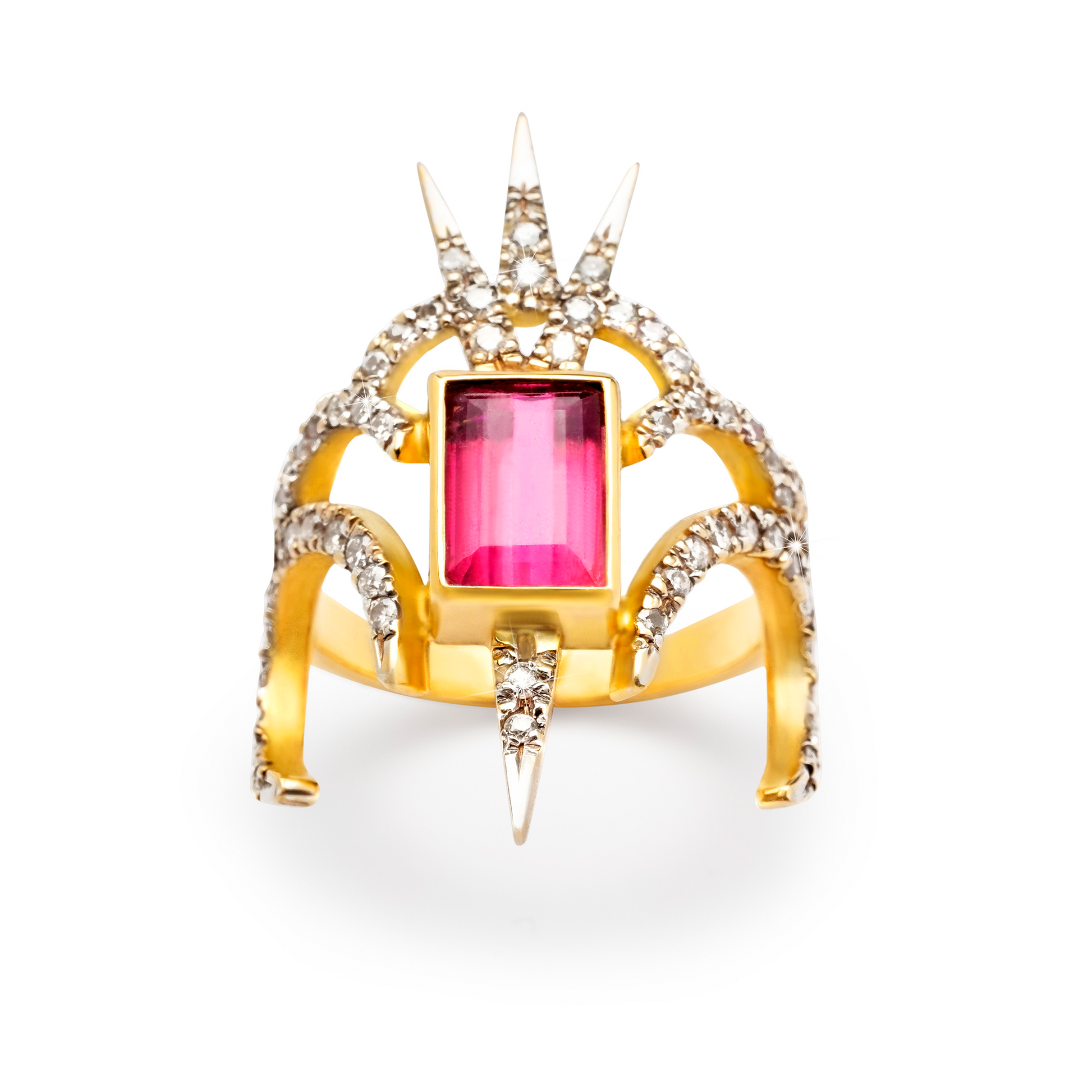 Anel Athena em ouro 18k com turmalina rosa e diamantes | Fabi Jorge