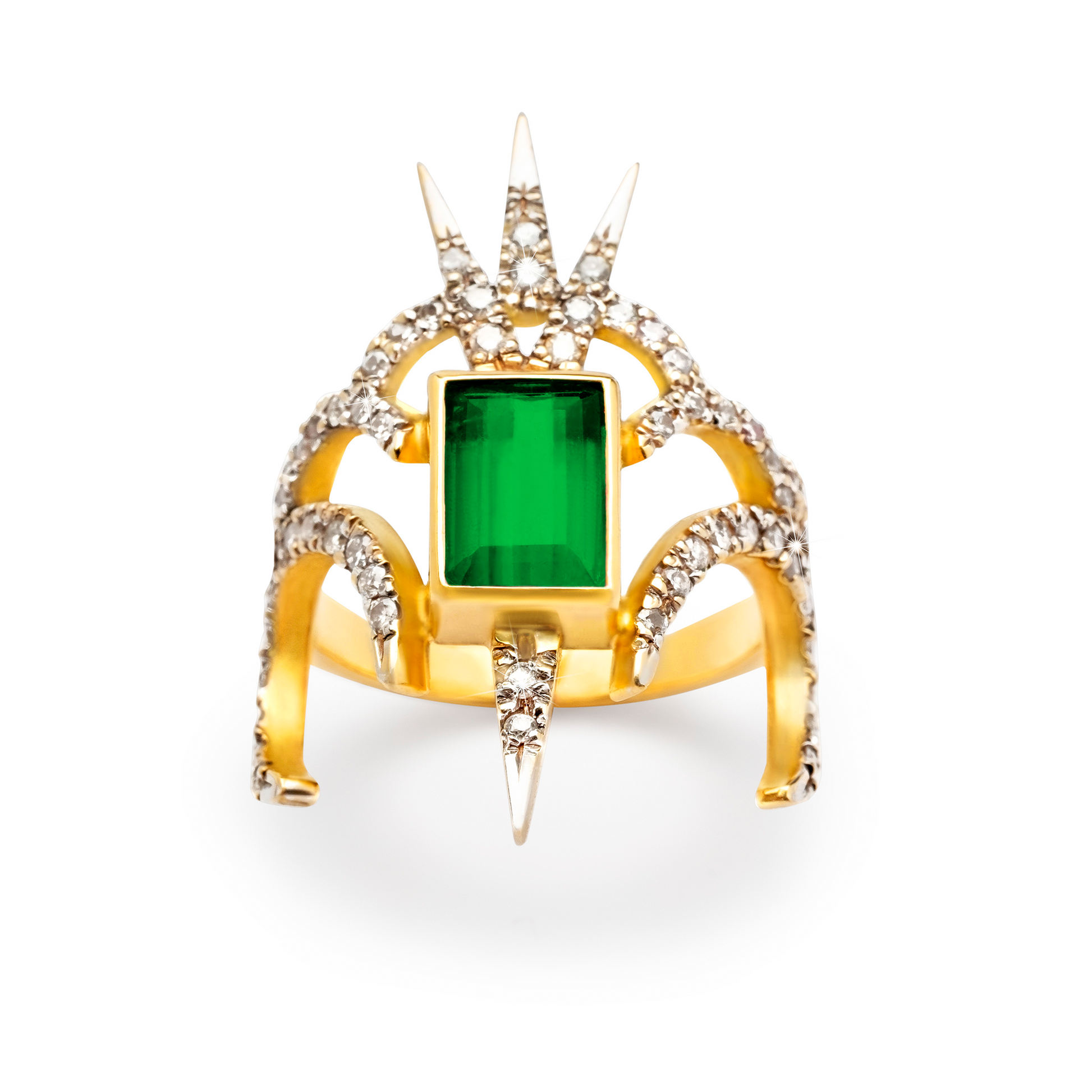 Anel Athena em ouro 18k com turmalina verde e diamantes | Fabi Jorge