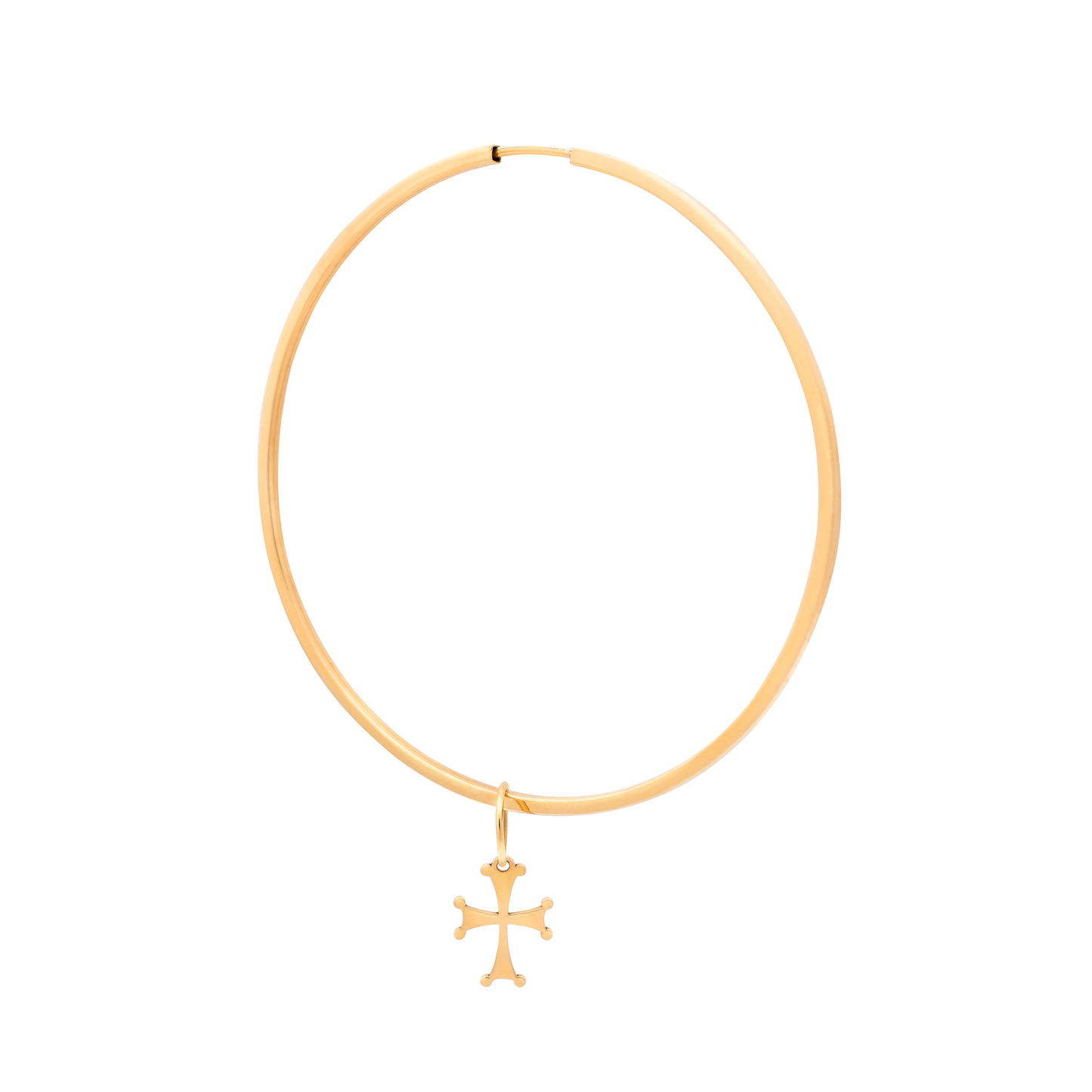 Argola Athena grande em ouro amarelo 18k com cruz grega | Fabi Jorge