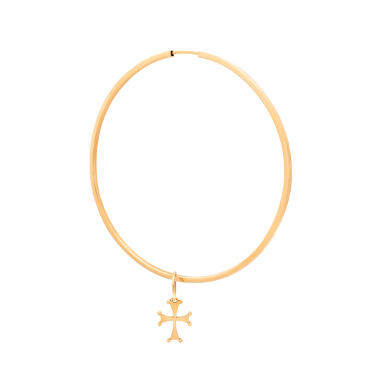 Argola Athena grande em ouro amarelo 18k com cruz grega | Fabi Jorge