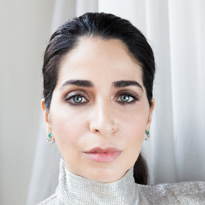 Emerald, Diamond and Topaz Earrings