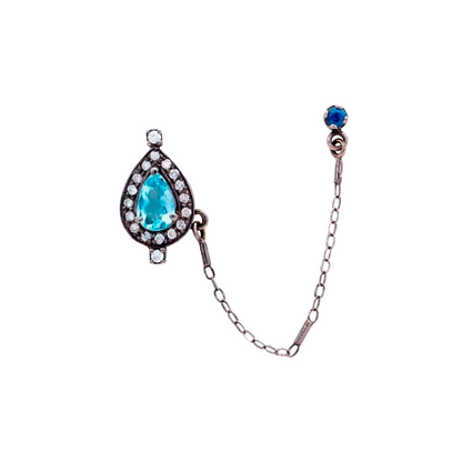 Aqua marine & Sapphire Chakra Earring