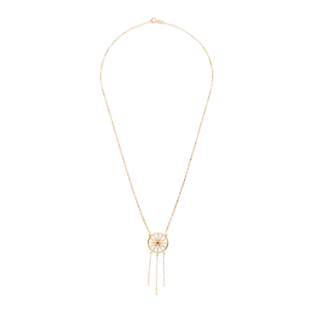 Diamonds and Sapphire Dream Filter Circle Necklace