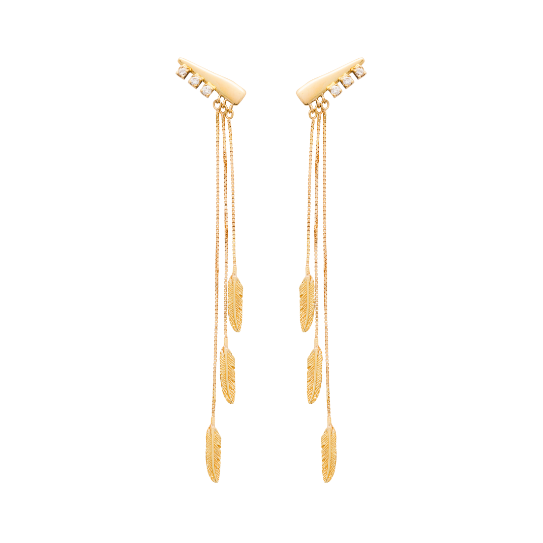 Dream Filter Long Feather Earrings with Chain