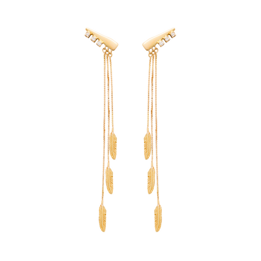 Dream Filter Long Feather Earrings with Chain