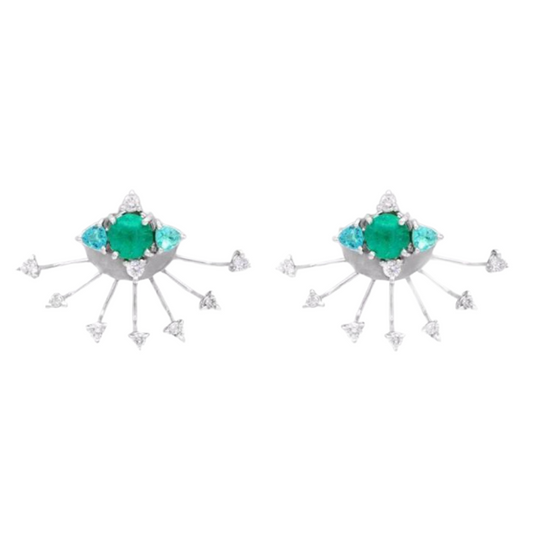 Brincos de Esmeralda, Diamante e Topázio