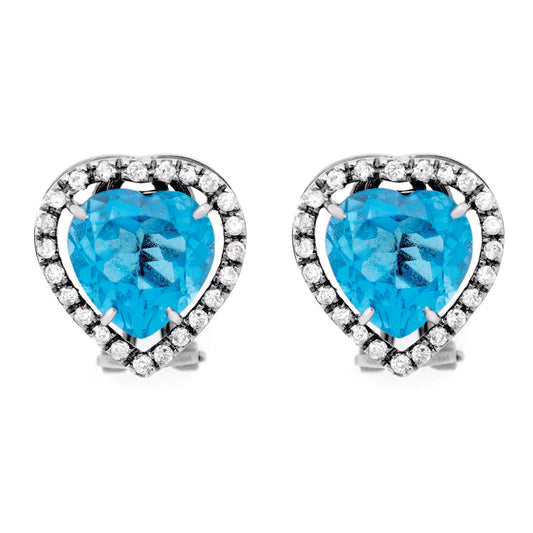 Blue Topaz Heart Earrings