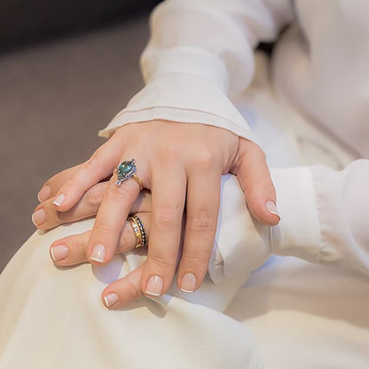 Green Tourmaline and Sapphires Chakra Ring