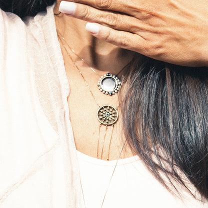 Diamonds and Sapphire Dream Filter Circle Necklace