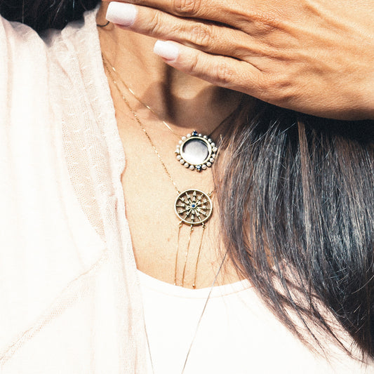 Diamonds and Sapphire Dream Filter Circle Necklace