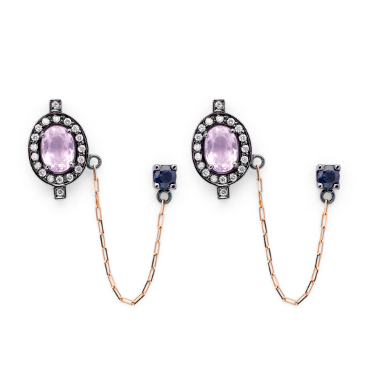 Morganite Chakra Earrings with Chain