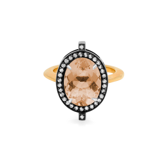 Morganite and Diamonds Chakra Ring