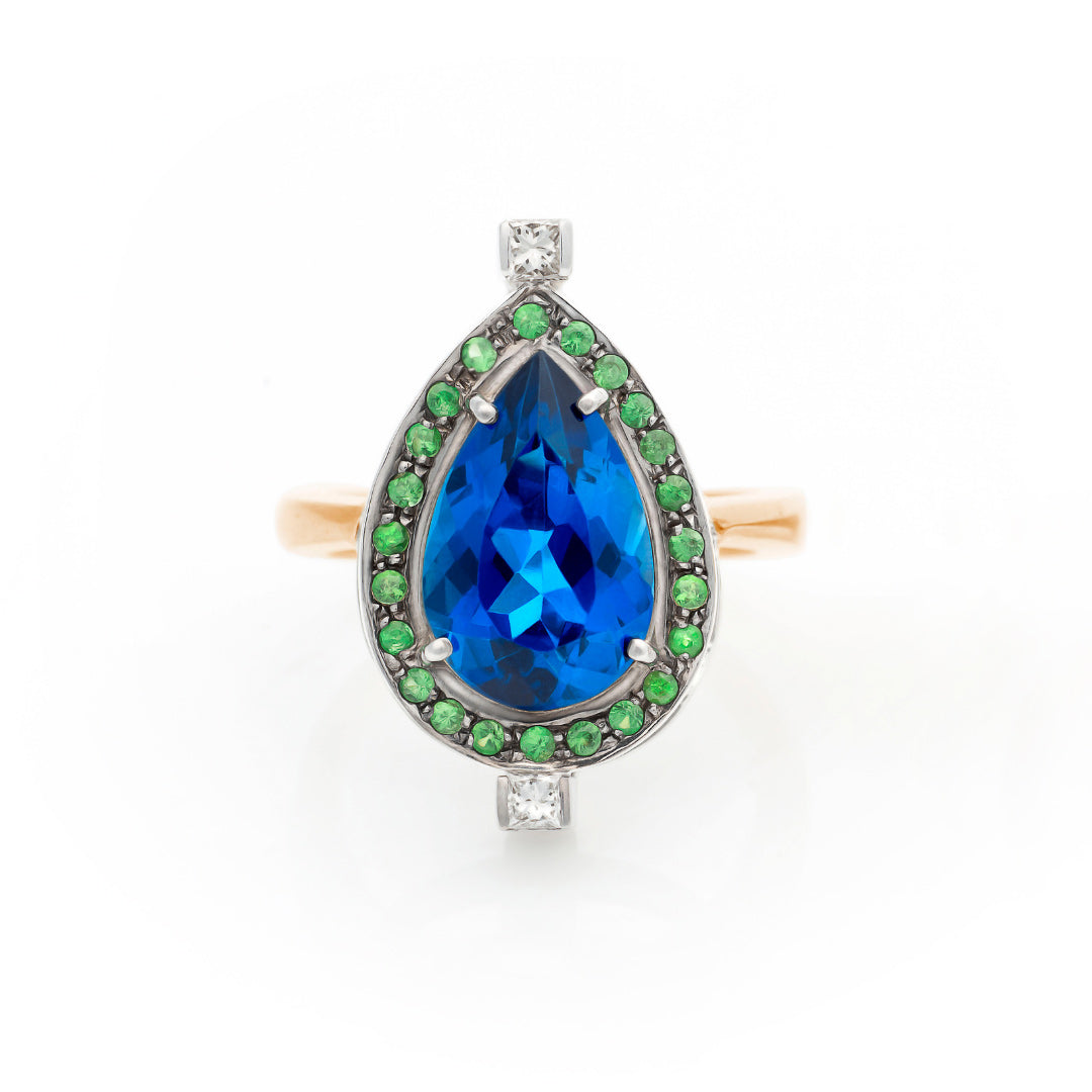 Topaz and Emeralds Chakra Ring